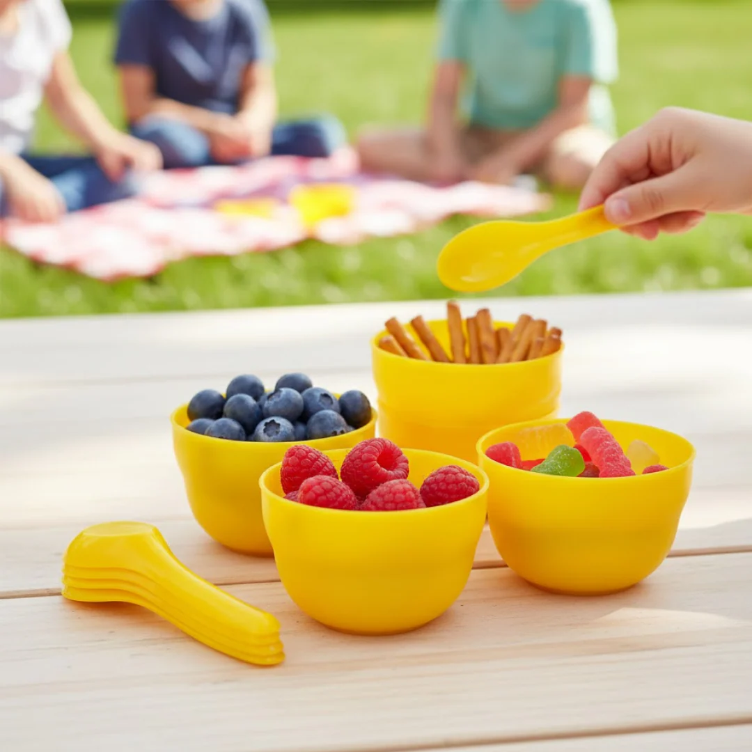 Plastic Soup Bowl & Spoon Set for Kitchen (6-Pcs) - Image 4