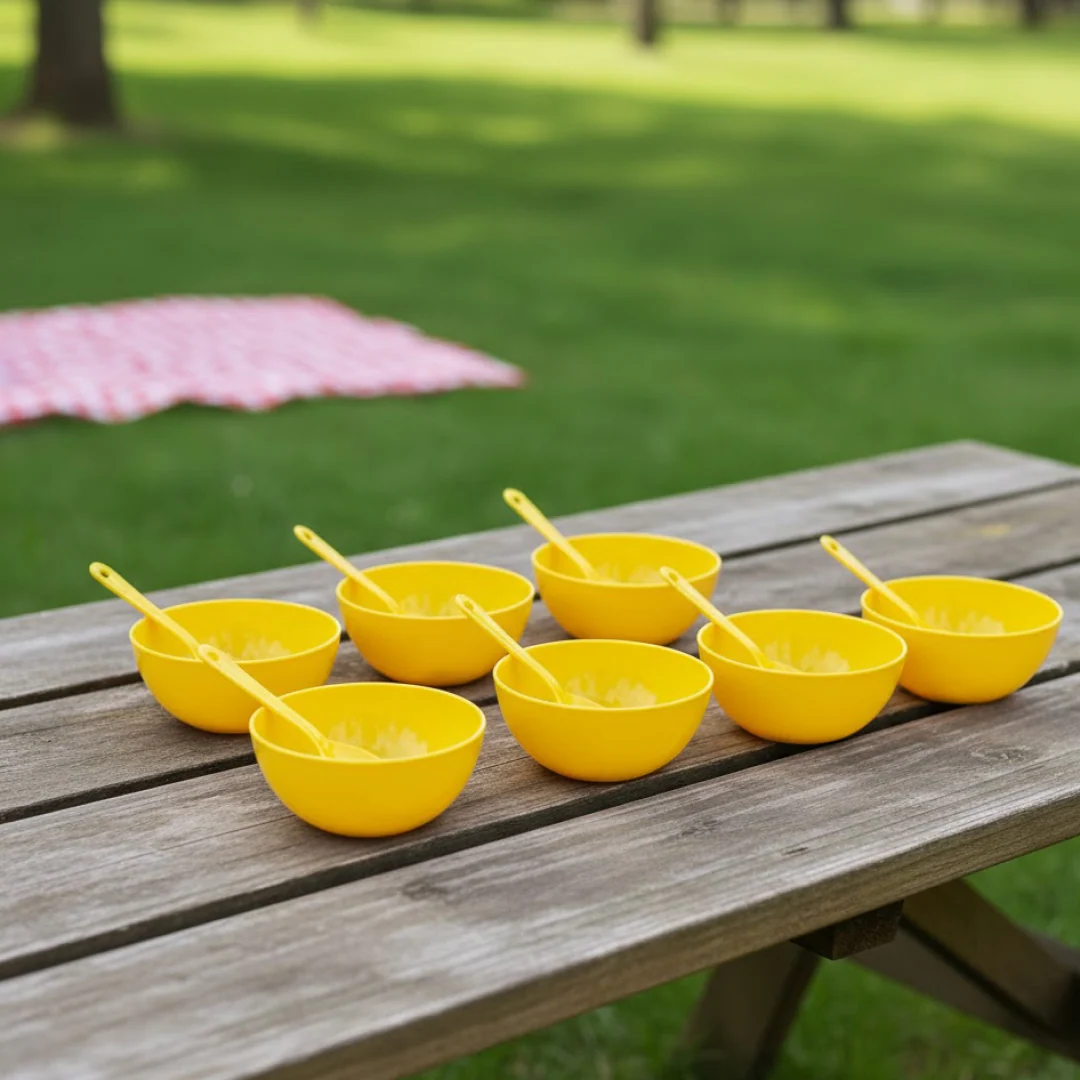 Plastic Soup Bowl & Spoon Set for Kitchen (6-Pcs) - Image 7