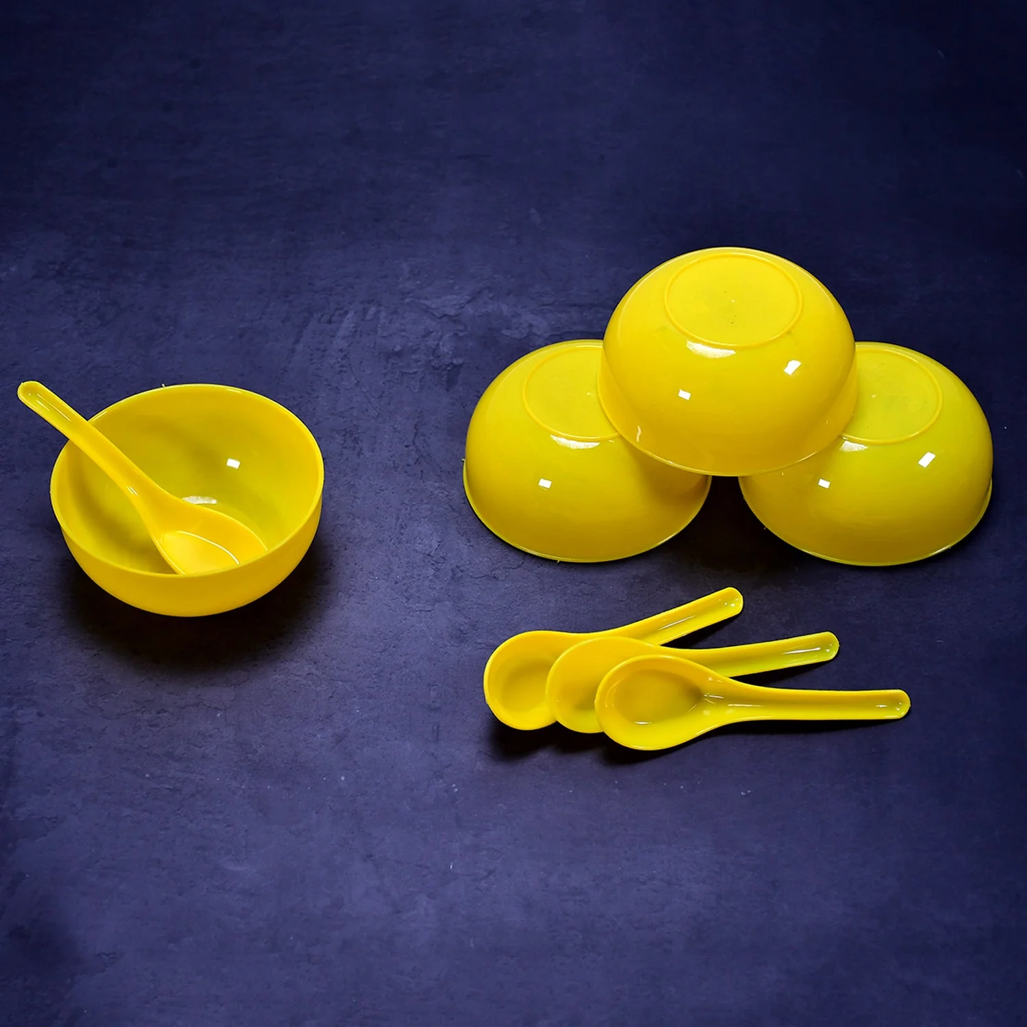 Plastic Soup Bowl & Spoon Set for Kitchen (6-Pcs) - Image 8