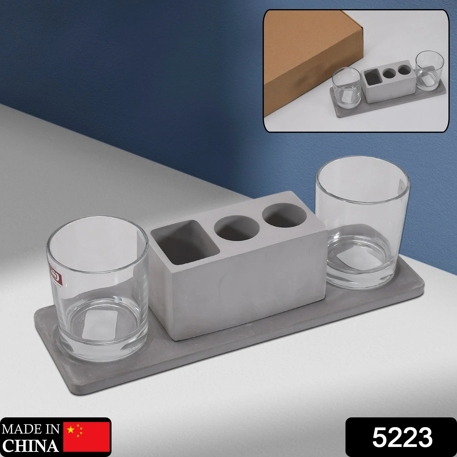 2 Wine Glasses & Marble Holder - Attractive Design for Hotels & Cafes - Image 2