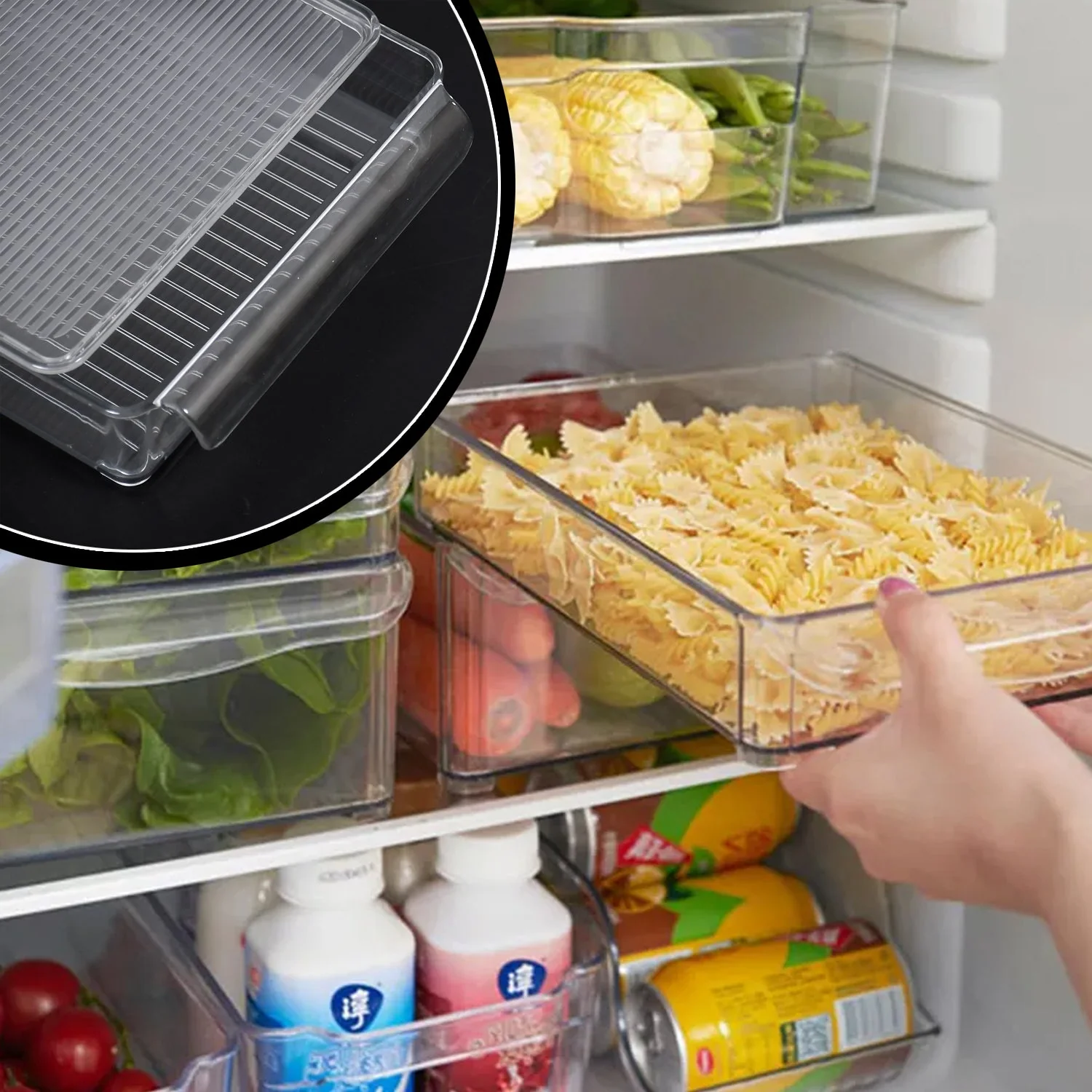Refrigerator Organizer Bins Stackable Fridge Organizers Freezer, Kitchen, Cabinets - Image 3