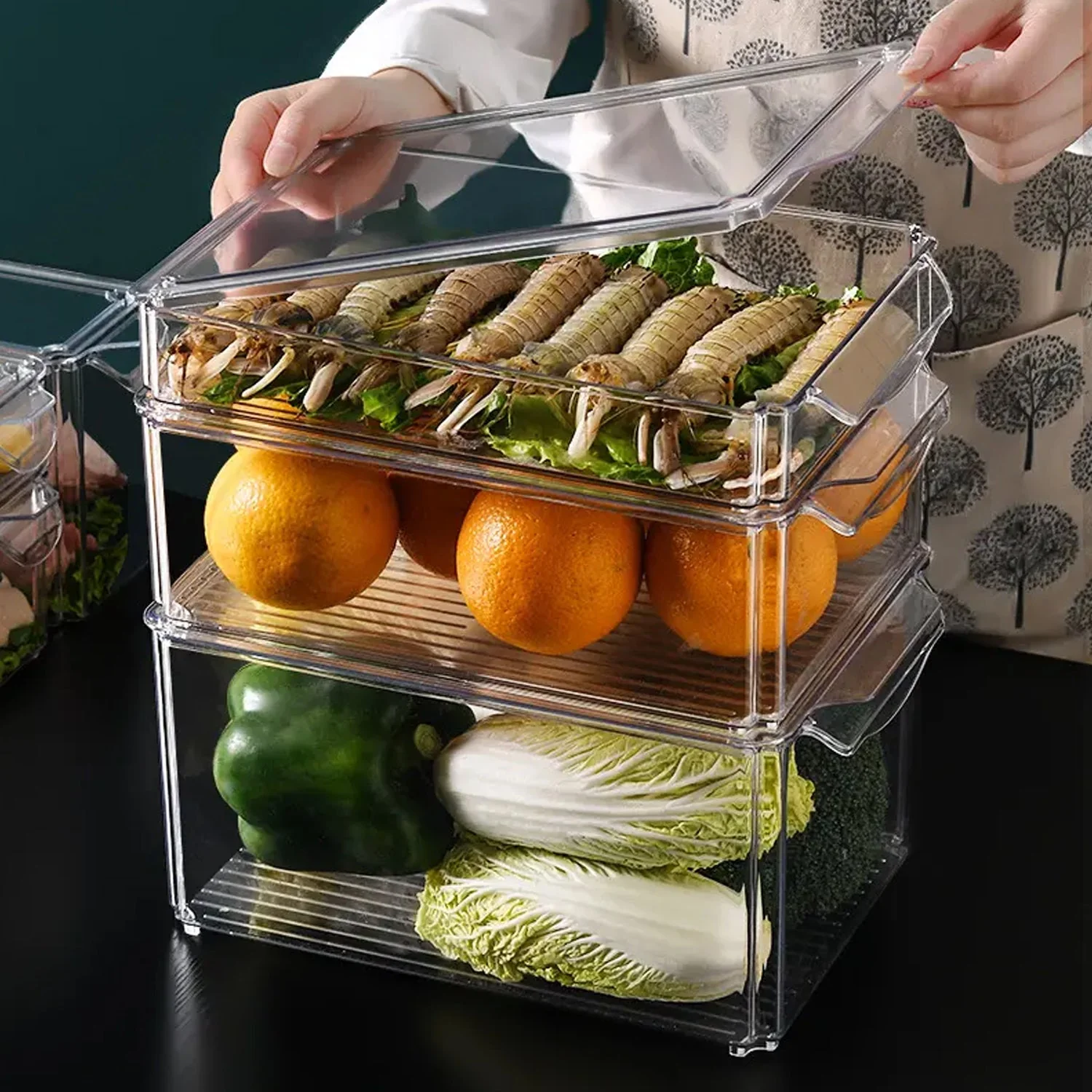 Refrigerator Organizer Bins Stackable Fridge Organizers Freezer, Kitchen, Cabinets - Image 6
