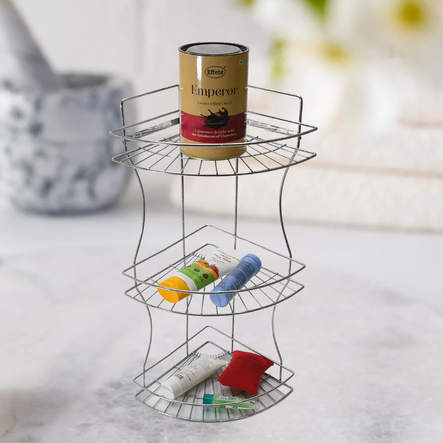 Multipurpose Stainless Steel Multi- 3 Tier Corner Storage Rack - Image 3