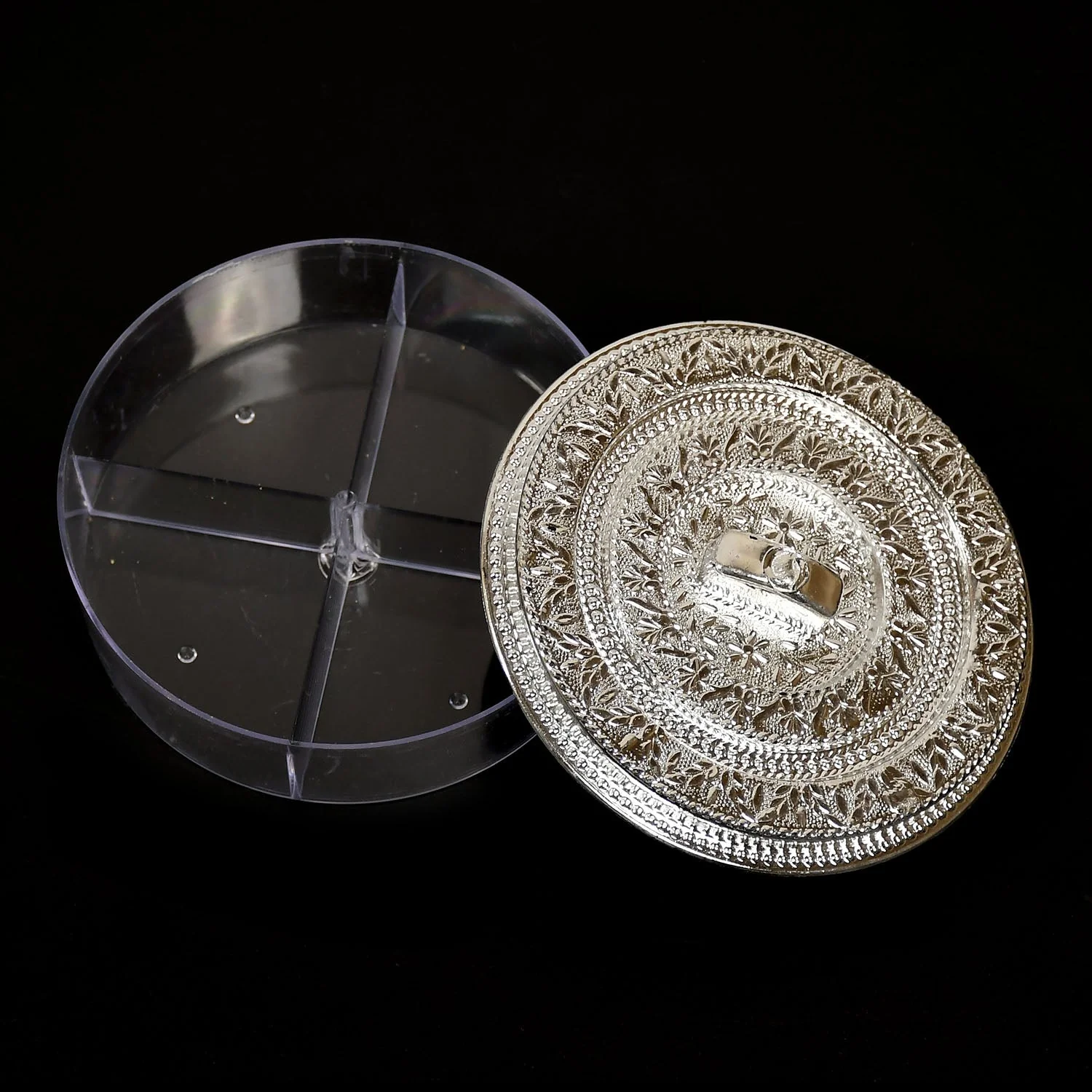 Round Smiley Multi Purpose 4 Compartment Box For Home & Kitchen Use - Image 6