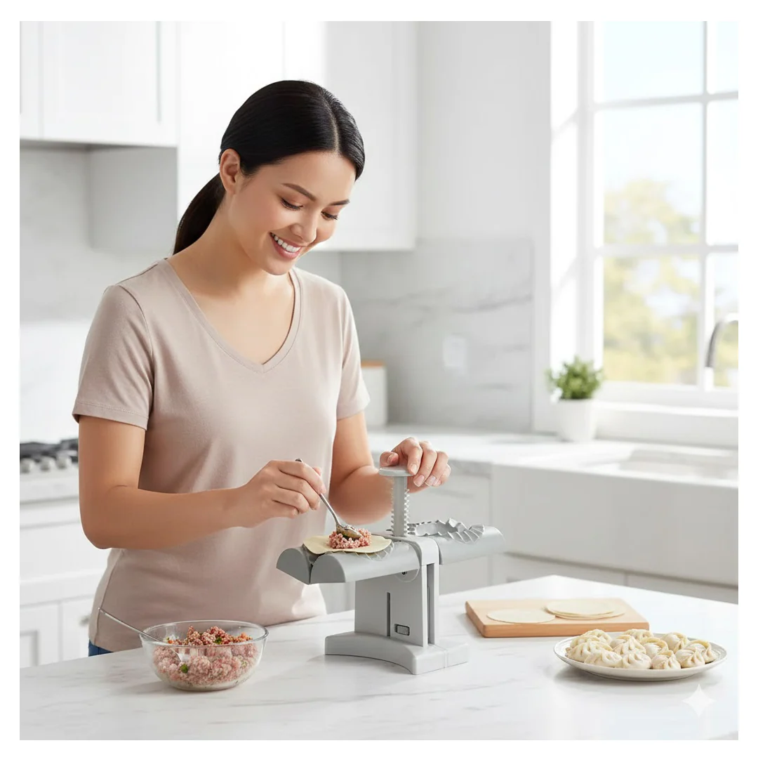 Double-Head Dumpling Maker Mold – Press Two Dumplings at Once (Brown Box) - Image 6