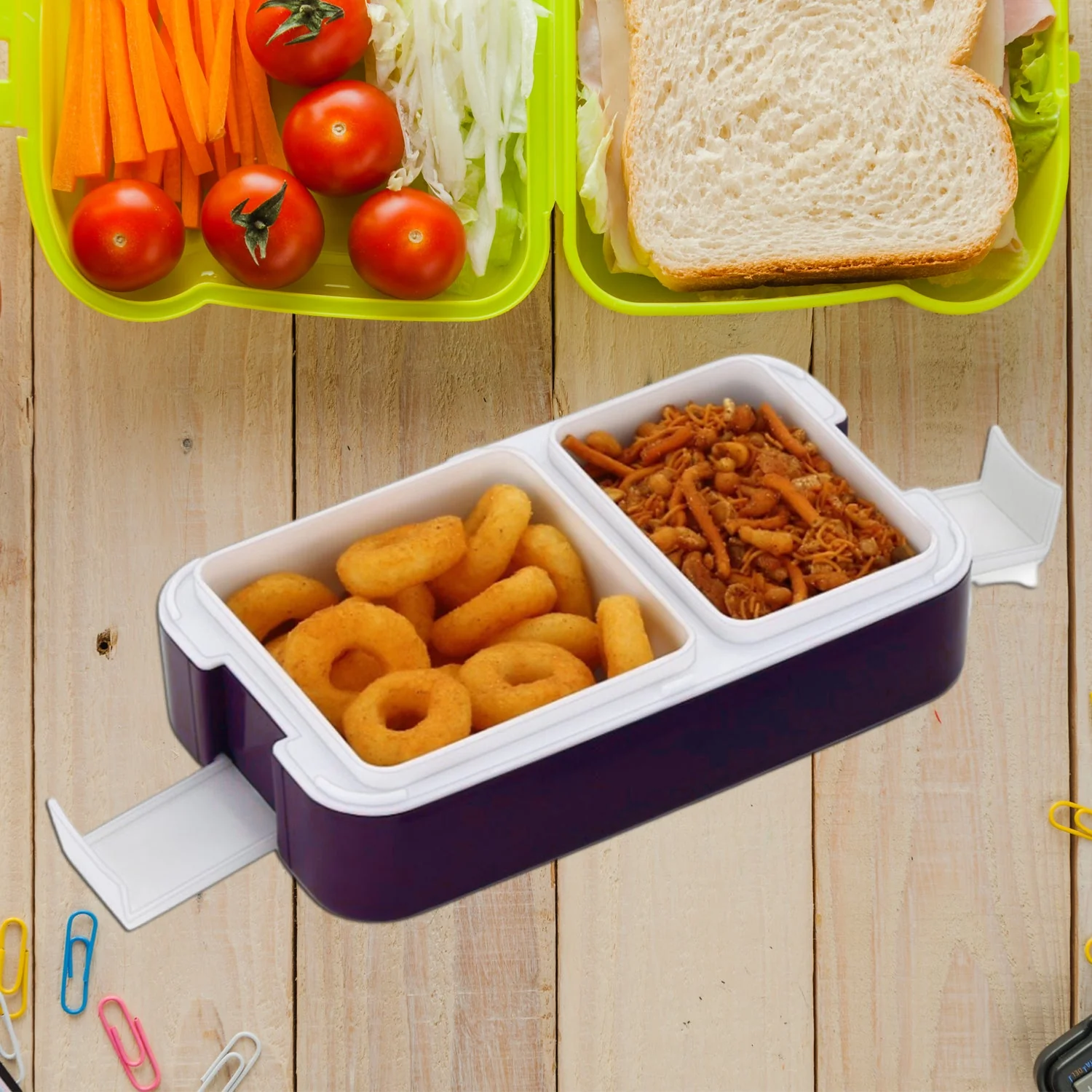 Leak-Proof Airtight Lunch Box with Spoon, 2 Compartments - Image 11