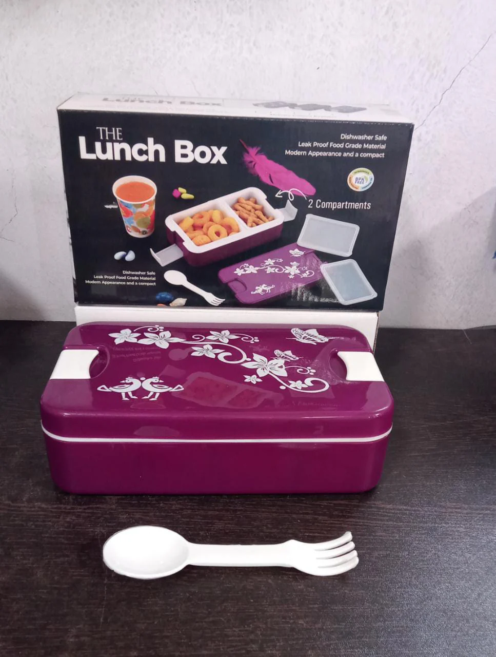 Leak-Proof Airtight Lunch Box with Spoon, 2 Compartments - Image 13