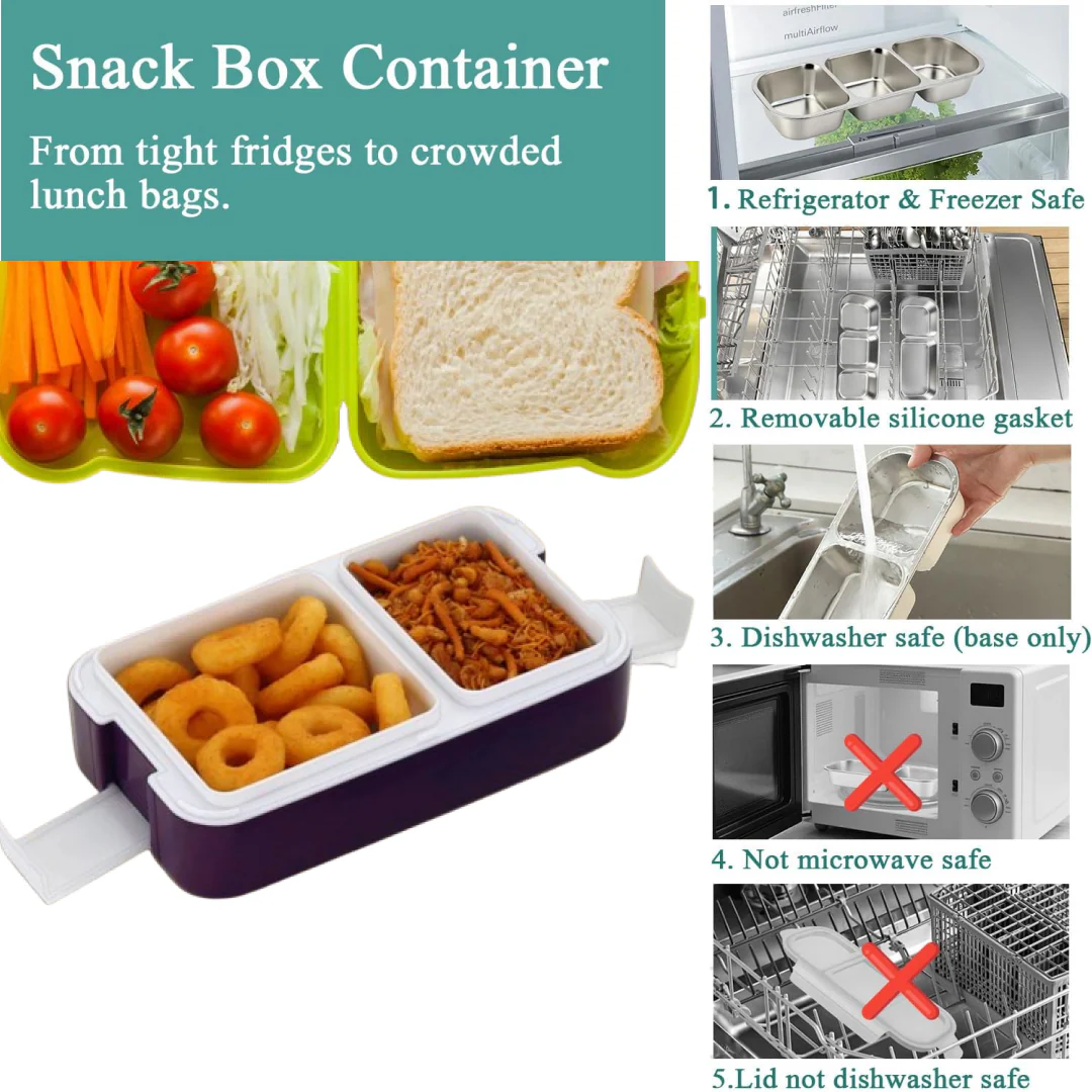 Leak-Proof Airtight Lunch Box with Spoon, 2 Compartments - Image 3