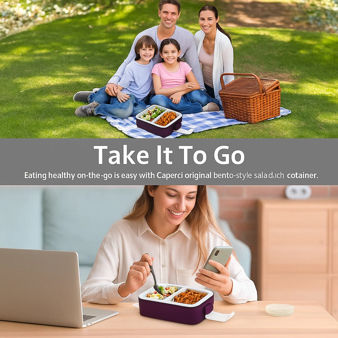 Leak-Proof Airtight Lunch Box with Spoon, 2 Compartments - Image 9
