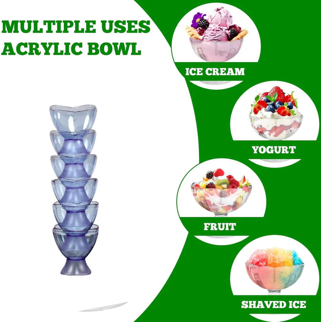 MODERN STYLE DESSERT & ICE CREAM BOWL PLASTIC 6PCS FOR HOME ,OFFICE,PARTY - Image 4