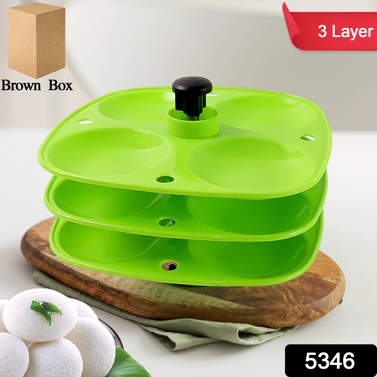 3 Layer Idli Stand for Holding and Serving Idlis (Household Kitchen Use) - Image 2