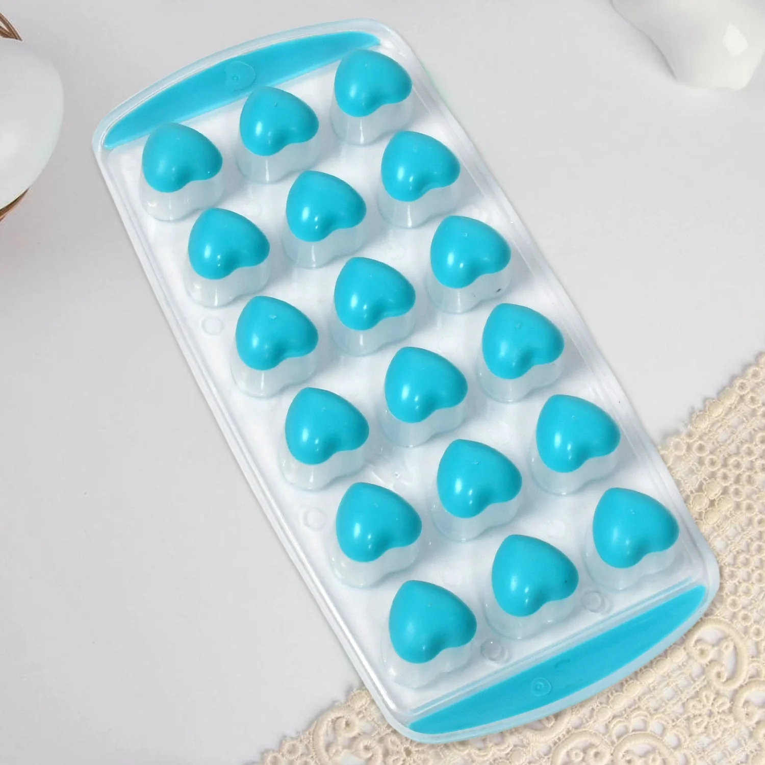 Easy Push -UP ice Tray, With Flexible Silicon Bottom, Heart Shape 18 Cube Trays - Image 4