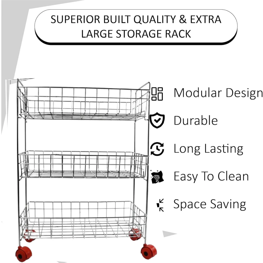 3-Tier Stainless Steel Kitchen Trolley - Image 3
