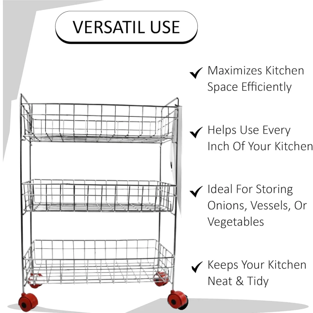 3-Tier Stainless Steel Kitchen Trolley - Image 5
