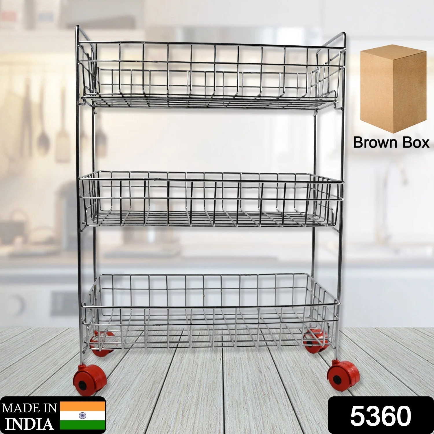3-Tier Stainless Steel Kitchen Trolley - Image 6