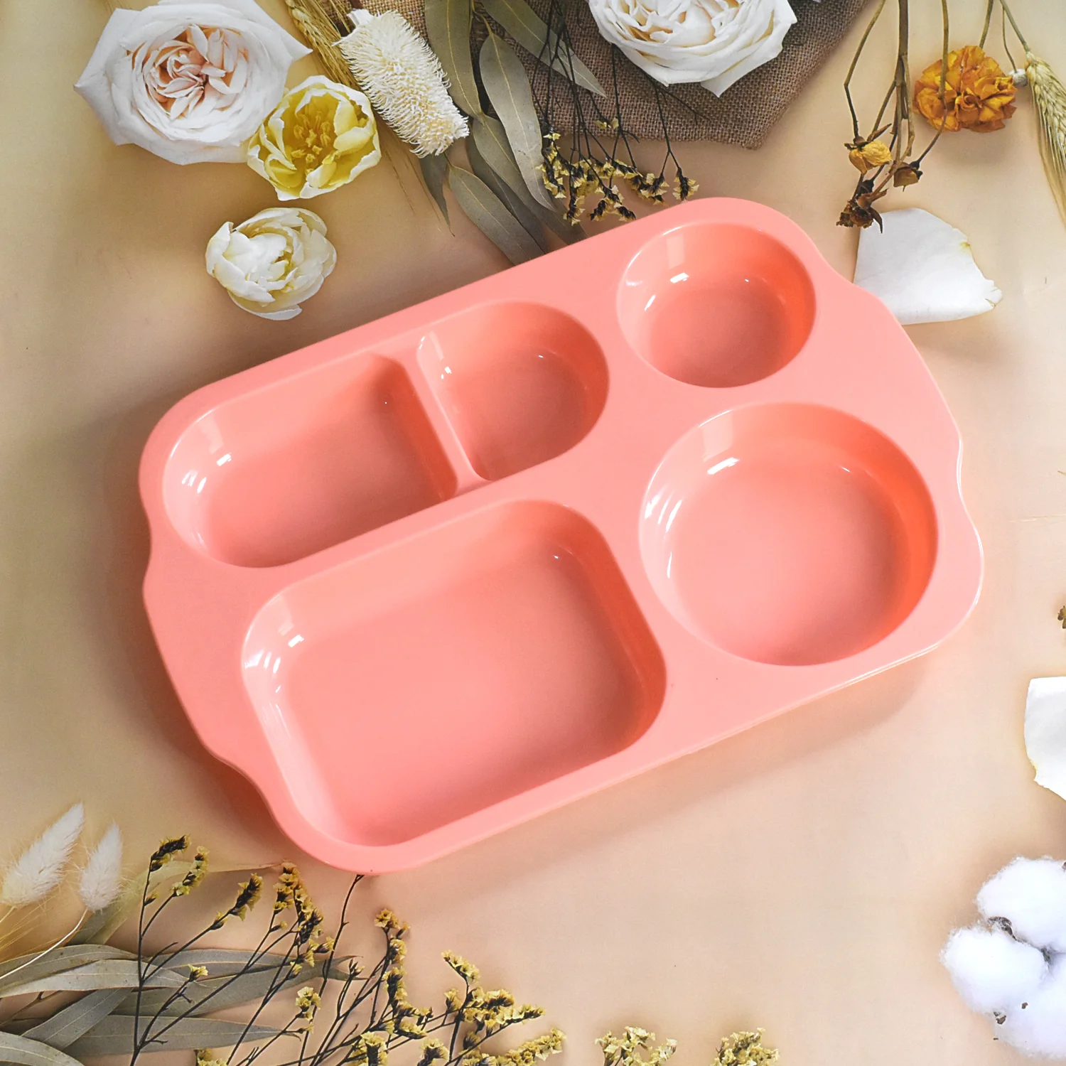 Unbreakable Plastic Food Plates / Biodegradable 5 Compartment Square Plate for Food - Image 9