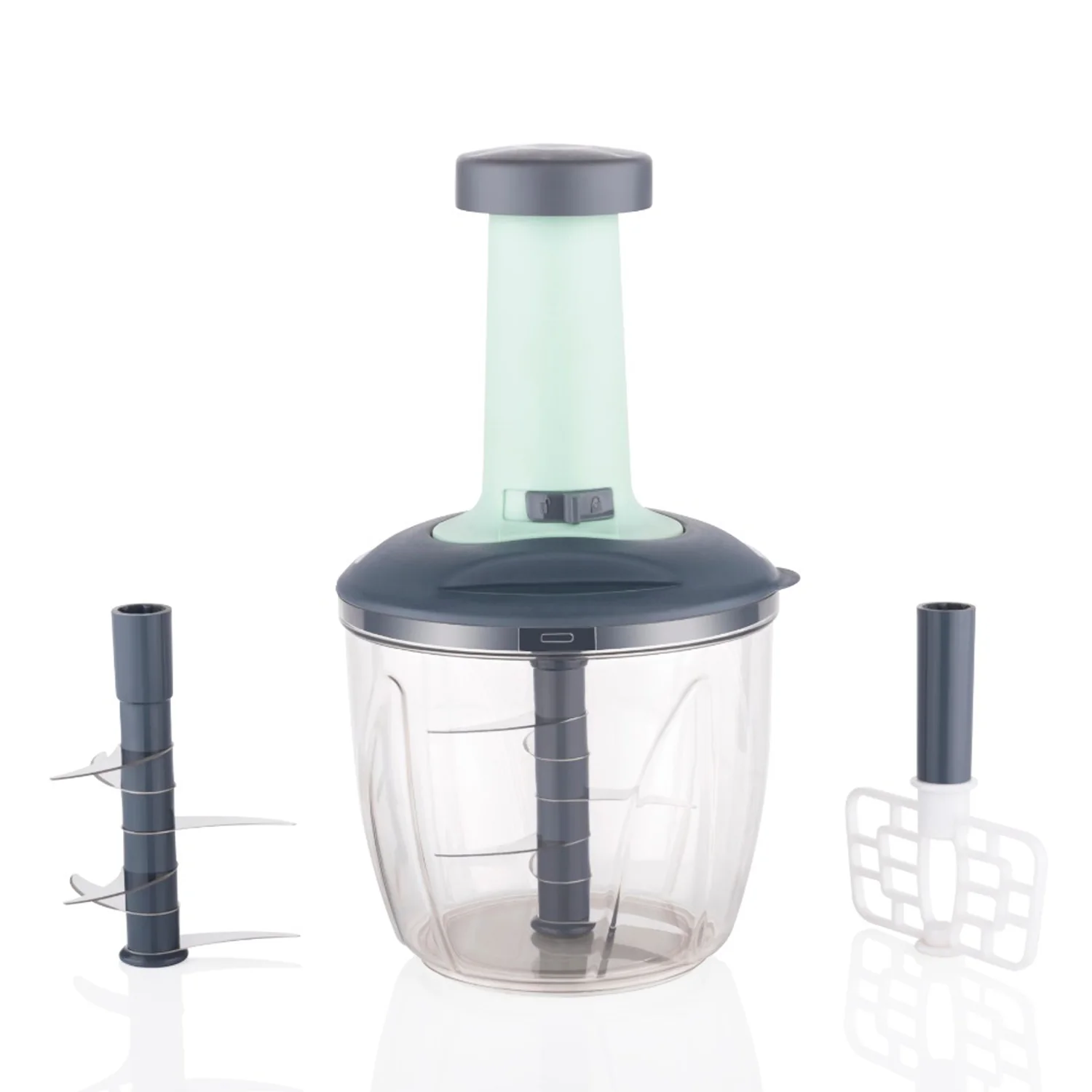 1100 ml 2 in 1 Push Up Chopper with 6 Sharp Blades Vegetable and Fruit Cutter - Image 4