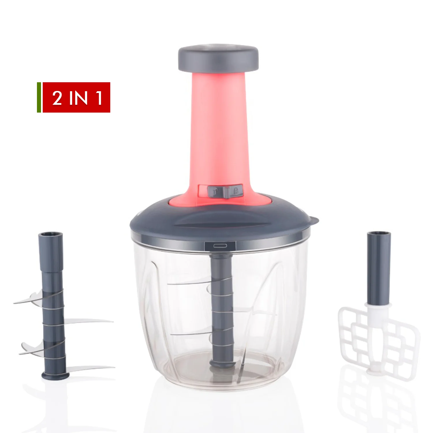 1100 ml 2 in 1 Push Up Chopper with 6 Sharp Blades Vegetable and Fruit Cutter - Image 7