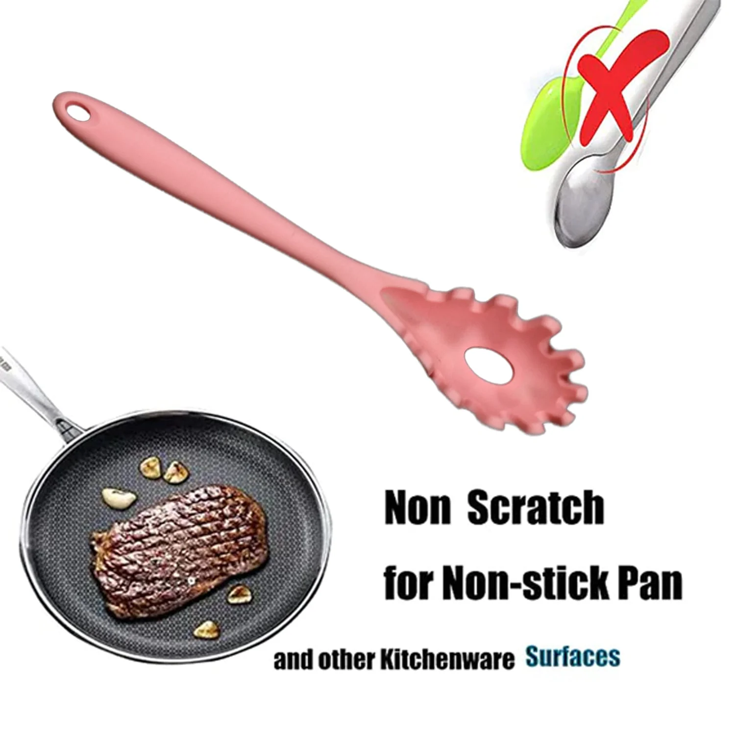 Silicone Pasta Fork Spaghetti Strainer, Non-Slip Heat Resistant - Image 5