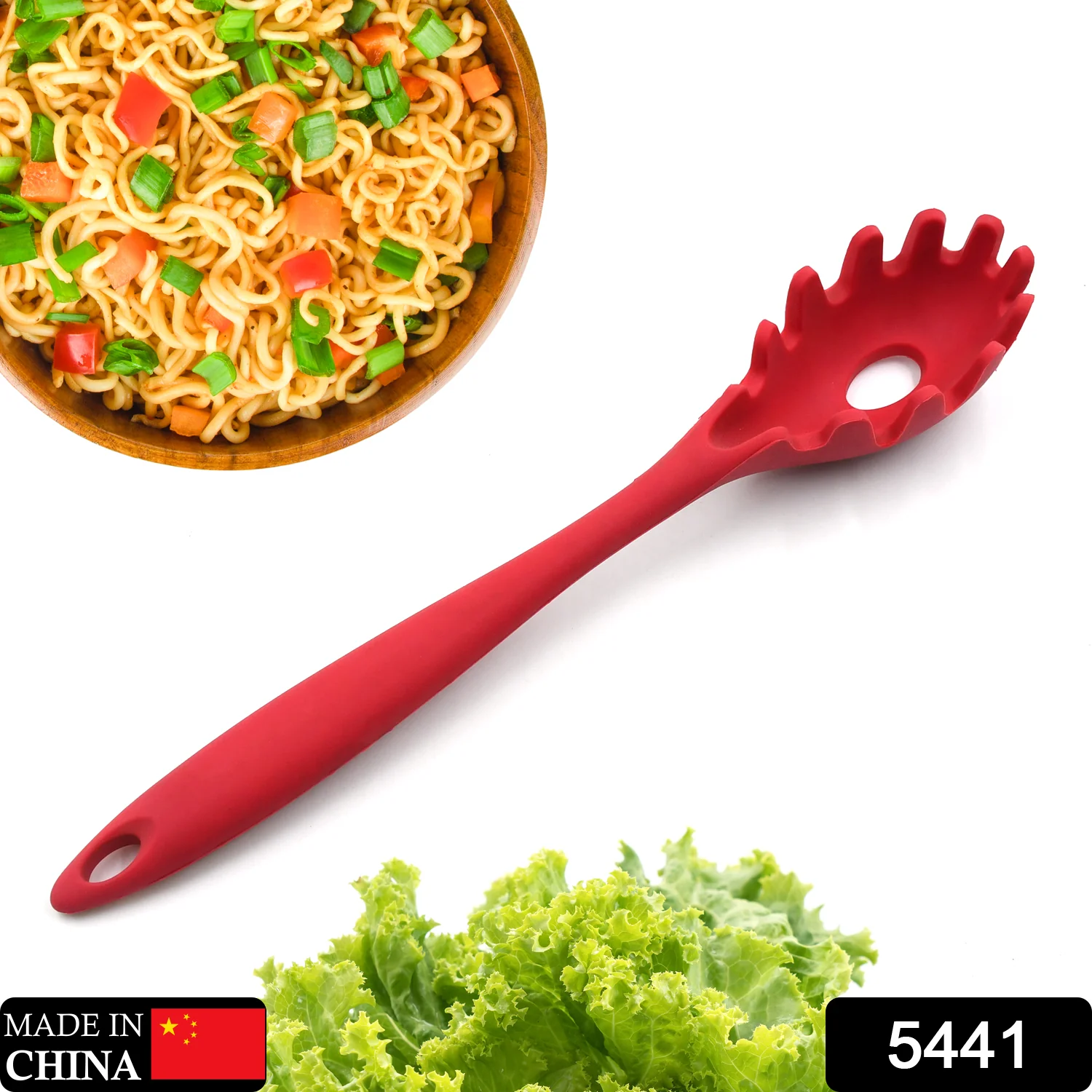 Pasta Fork Silicone Cookware Spaghetti Strainer Server Spoon - Image 2