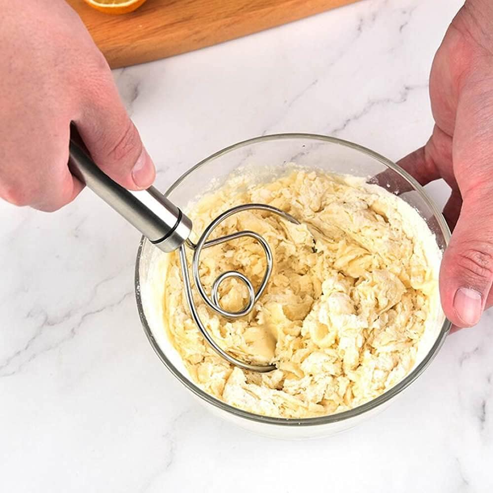 Dough Whisk, Premium Stainless Steel Dutch Whisk, Dough Hand Mixer Artisan Blender For Egg, Bread, Cake, Pastry, Pizza Dough - Perfect Baking Tools, Whisking, Tirring Kitchen Tools (1 Pc) - Image 5