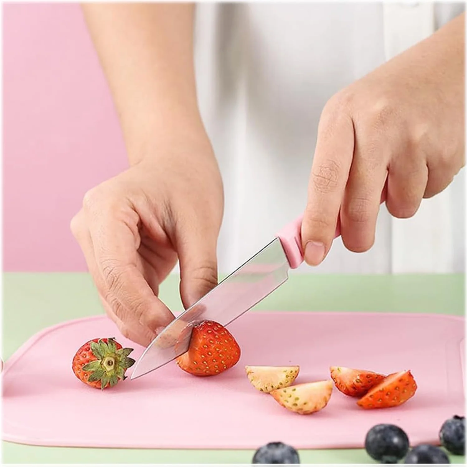 Mini Travel Cutting Board Set, 4 Pcs Portable Mini Camping Plastic Cutting Board & Knife, Fruits & Vegetable Peeler Scissors, Kitchen Knives Set, for travel, picnic, camping, outdoor, park (4 Pc Set) - Image 3
