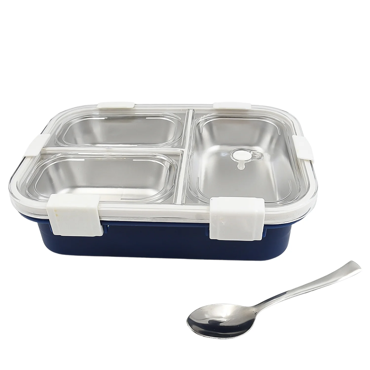 3 Compartment Transparent Stainless Steel Lunch Box for Kids, Tiffin Box, Lunch Box, Lunch Box for Kids, Insulated Lunch Box, Lunch Box for Office Women and Men, Stainless Steel Tiffin Box for Boys, Girls, School Office (Multi Color) - Image 5