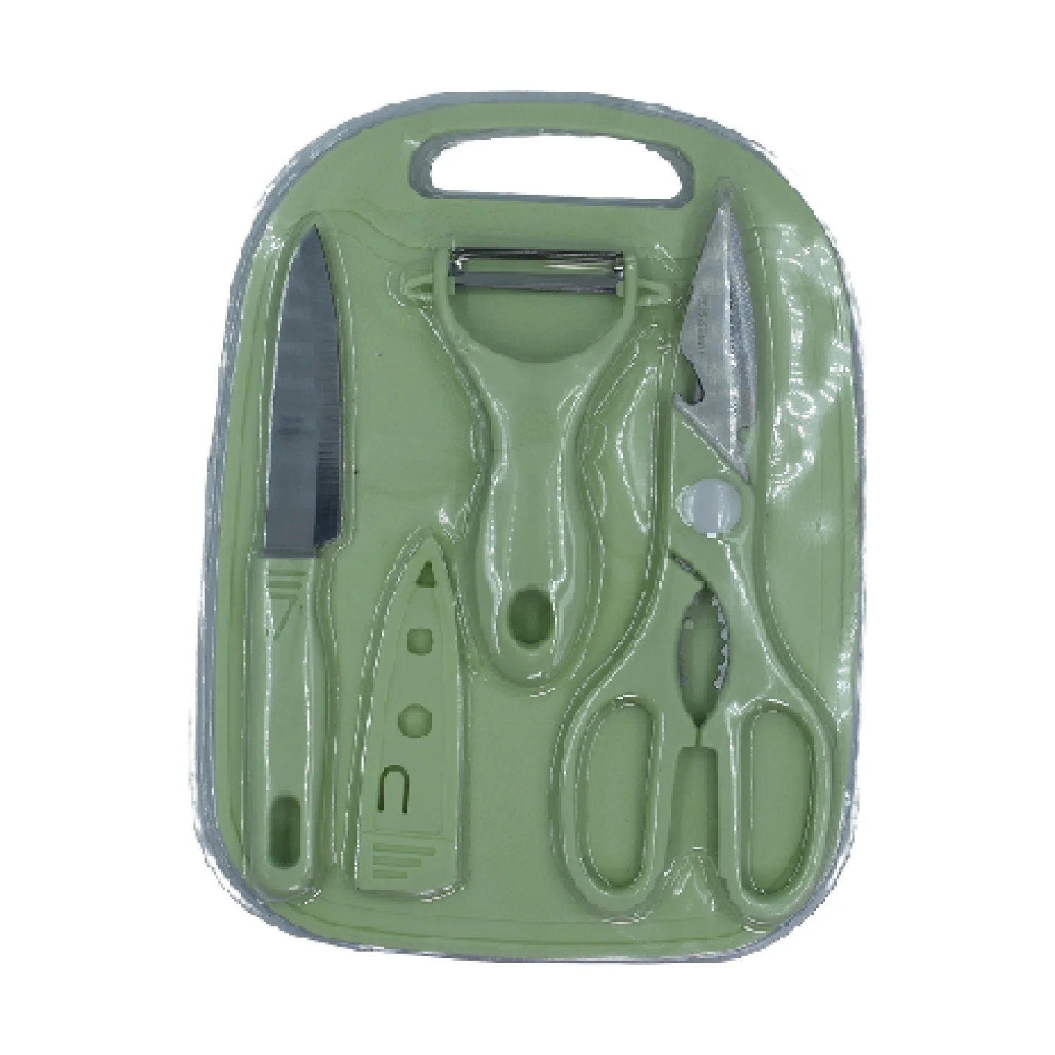 Plastic Chopping Board with Knife Set Scissor and Wine Opener for  Cutting - Image 3