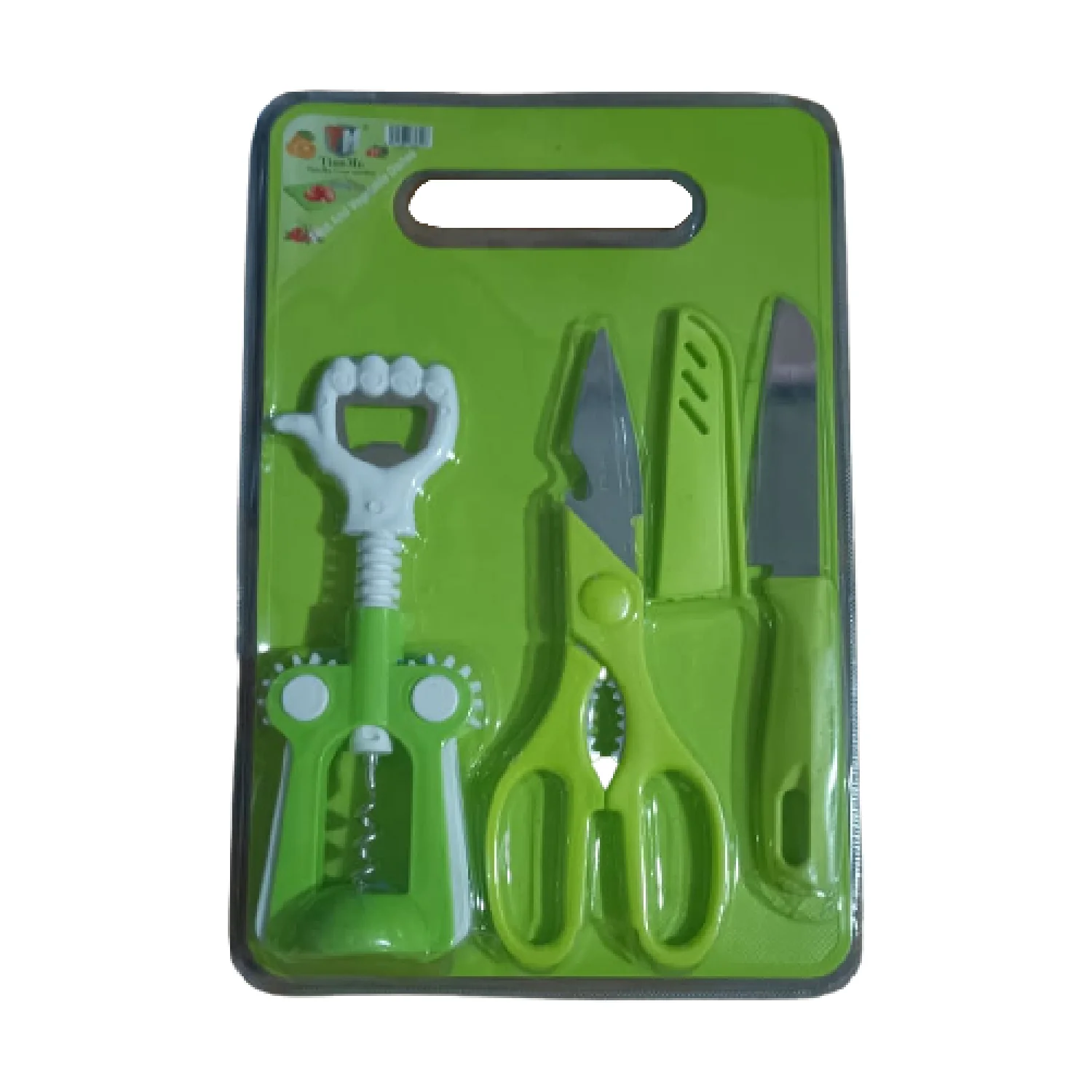 Plastic Chopping Board with Knife Set Scissor and Wine Opener for  Cutting - Image 4