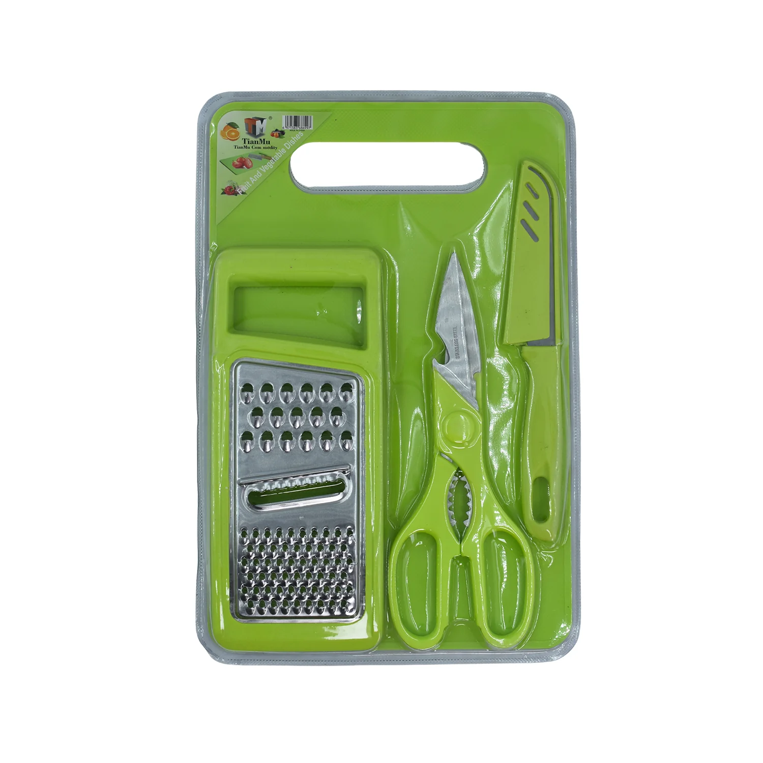 Plastic Chopping Board with Knife Set Scissor and Wine Opener for  Cutting - Image 6