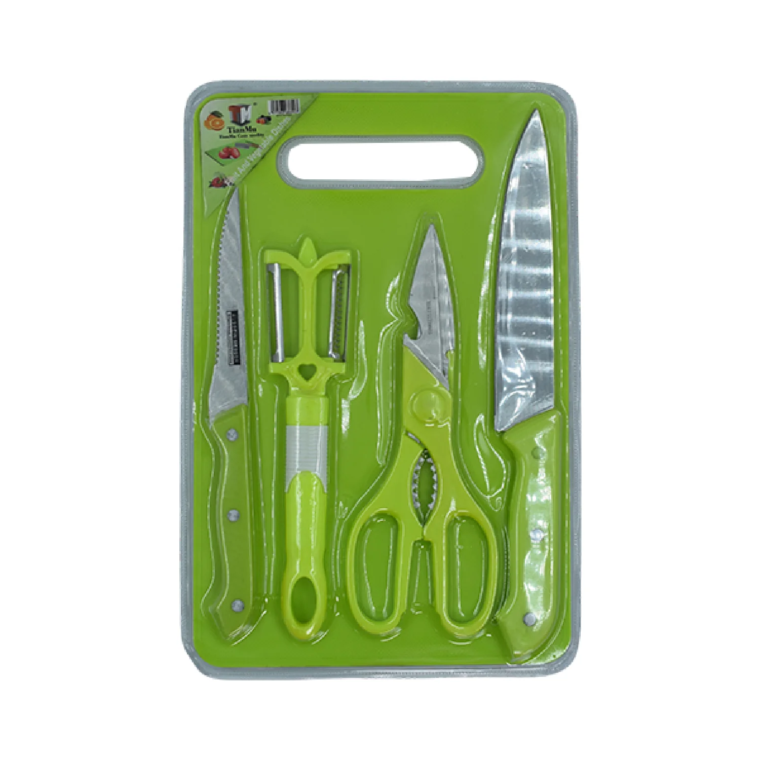 Plastic Chopping Board with Knife Set Scissor and Wine Opener for  Cutting - Image 7
