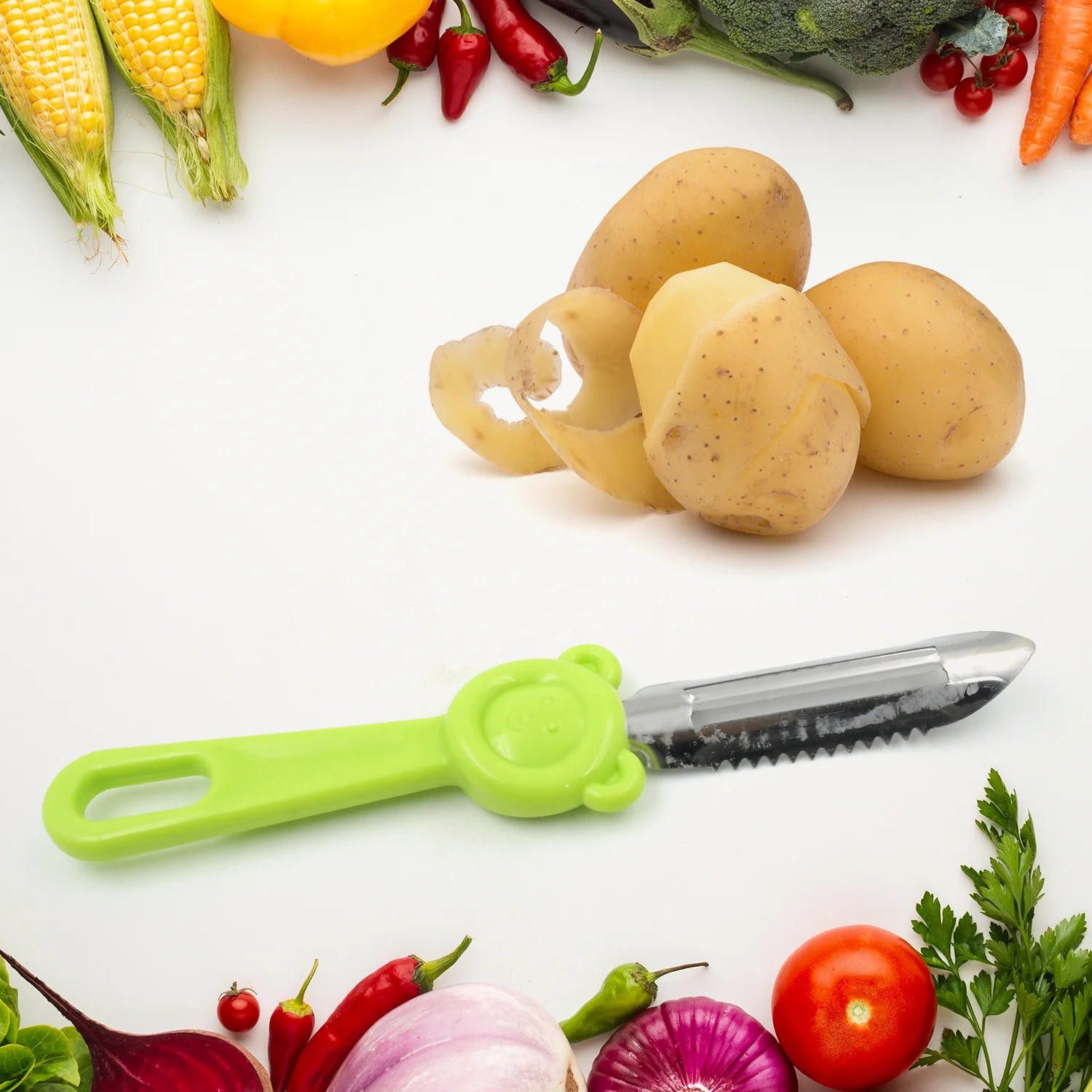 Multi-Purpose Stainless Steel Peeler With Handle For Vegetables,  2 in 1 Potato Peeler and Cutter, Stainless Steel Potato Peeler, grated Carrot, grated, Suitable for Peeling and shredding Fruit and Vegetables Kitchen Accessories (1 Pc) - Image 5