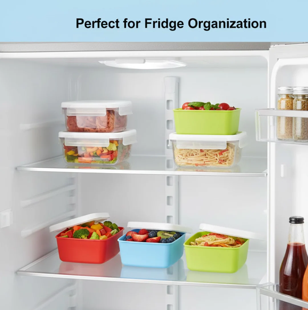 3-Piece Multicolor Airtight Container Set – Rectangular Food & Fridge Storage - Image 3
