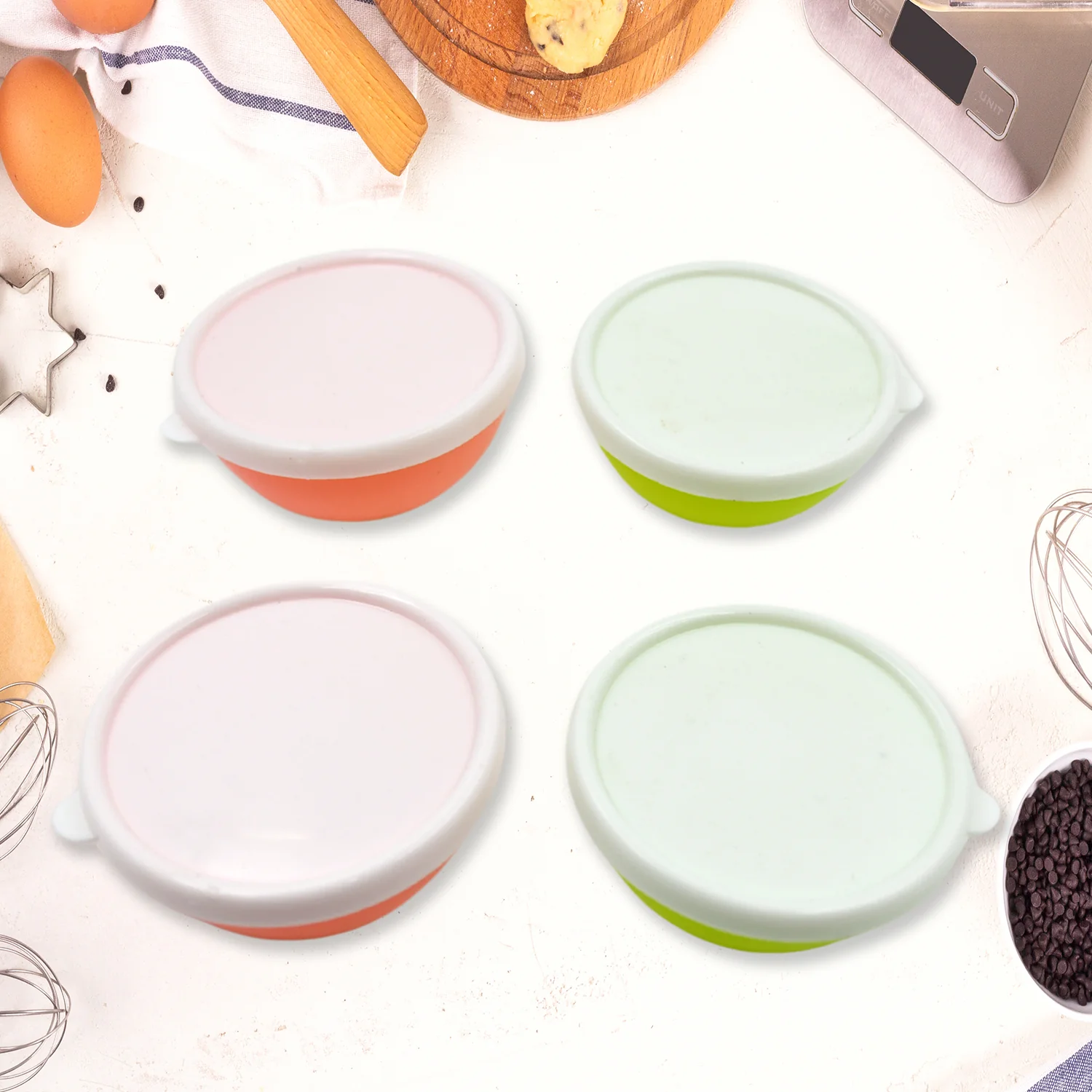 Multipurpose Small Round Plastic Bowl / Katori With Lid,  Chutney Bowl (4 Pcs Set) - Image 5