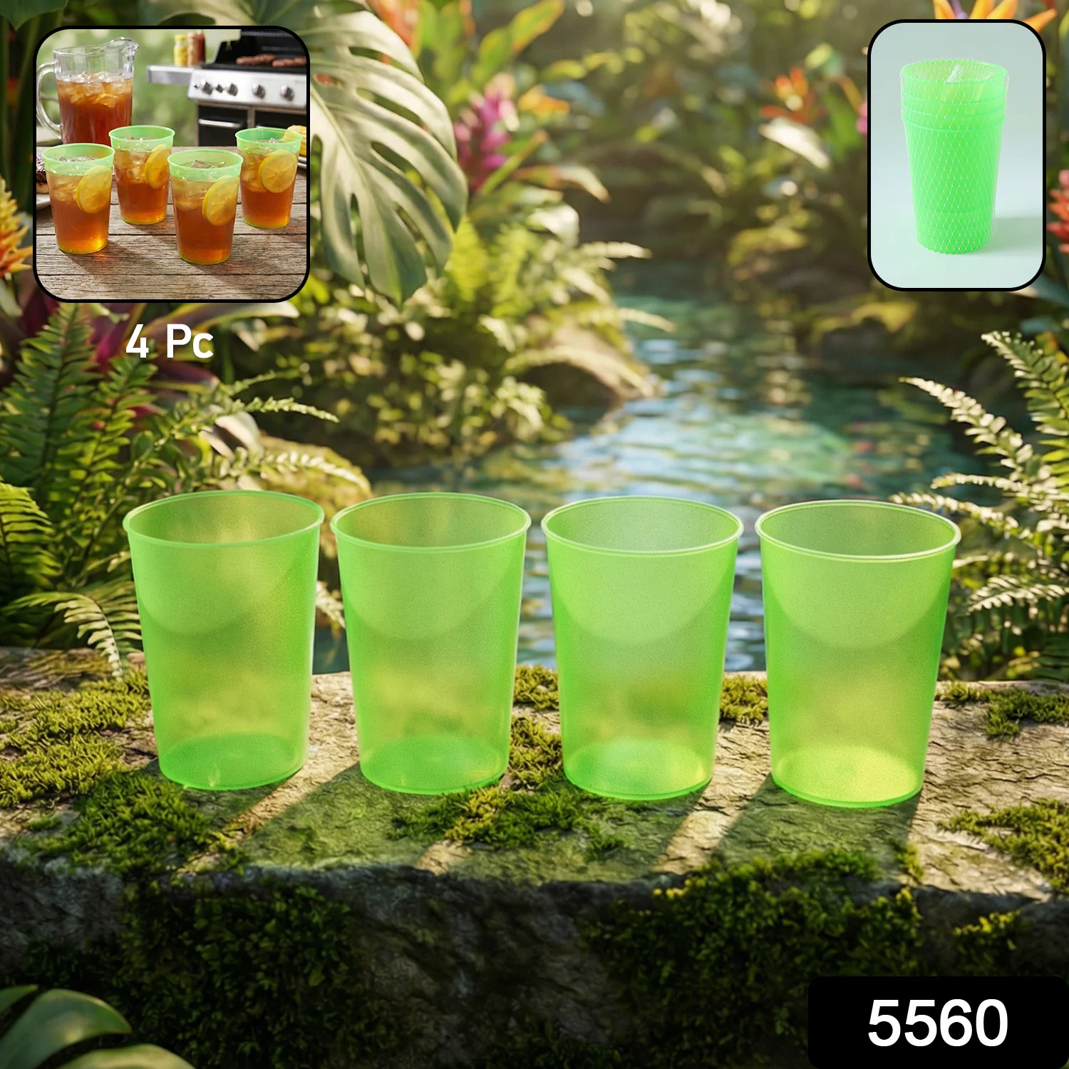 Reusable Plastic Drinking Tumblers - 4-Piece Transparent Water Cup Set - Image 2