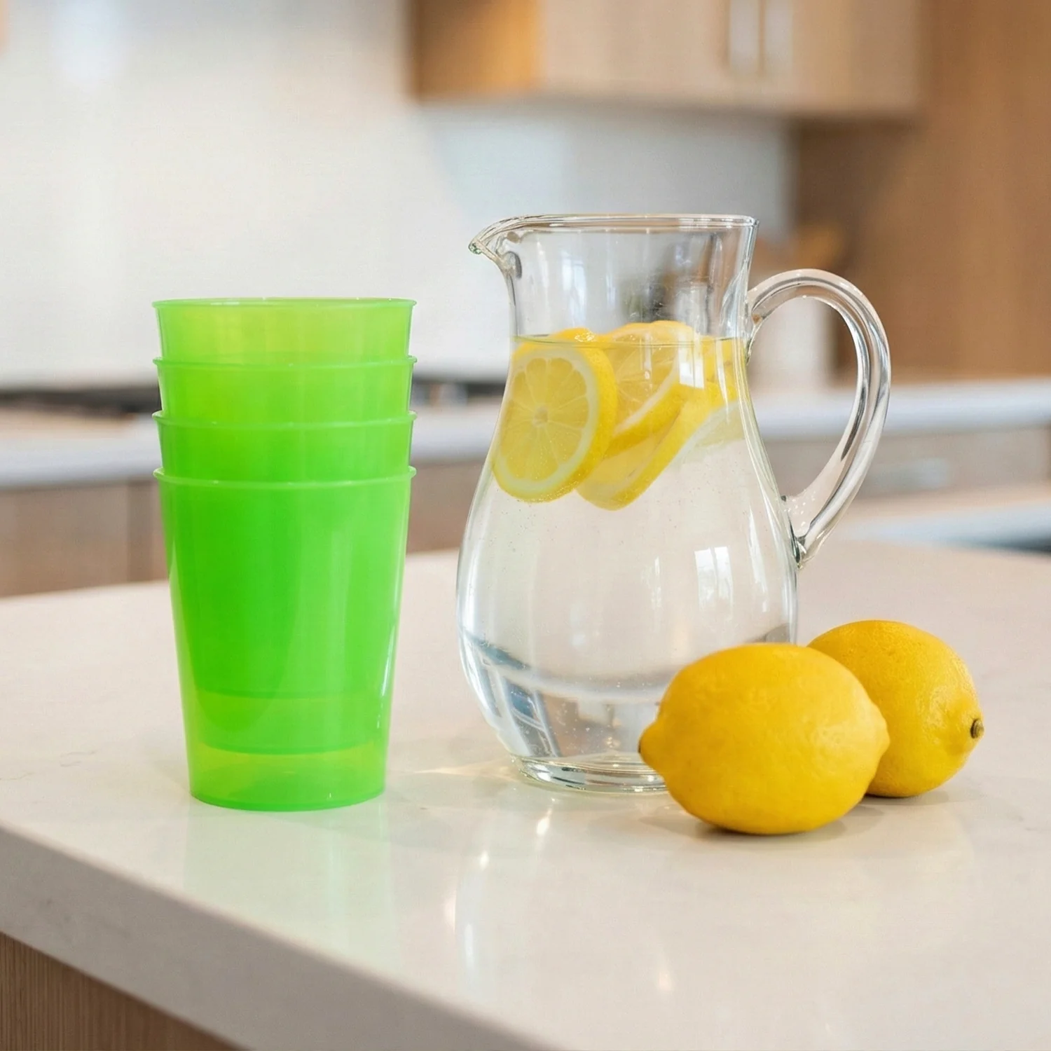 Reusable Plastic Drinking Tumblers - 4-Piece Transparent Water Cup Set - Image 7