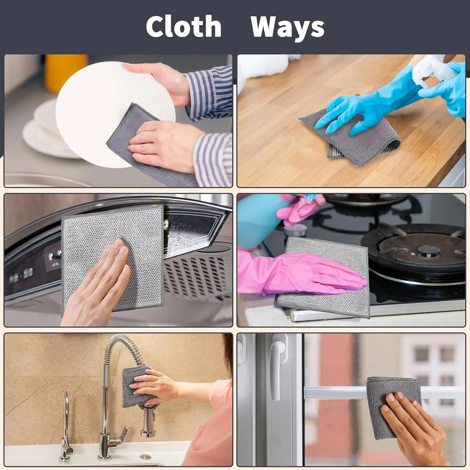 Double-Sided Microfiber Cloth & Stainless Steel Scrubber – (1 Pc, 20x20 cm) - Image 3