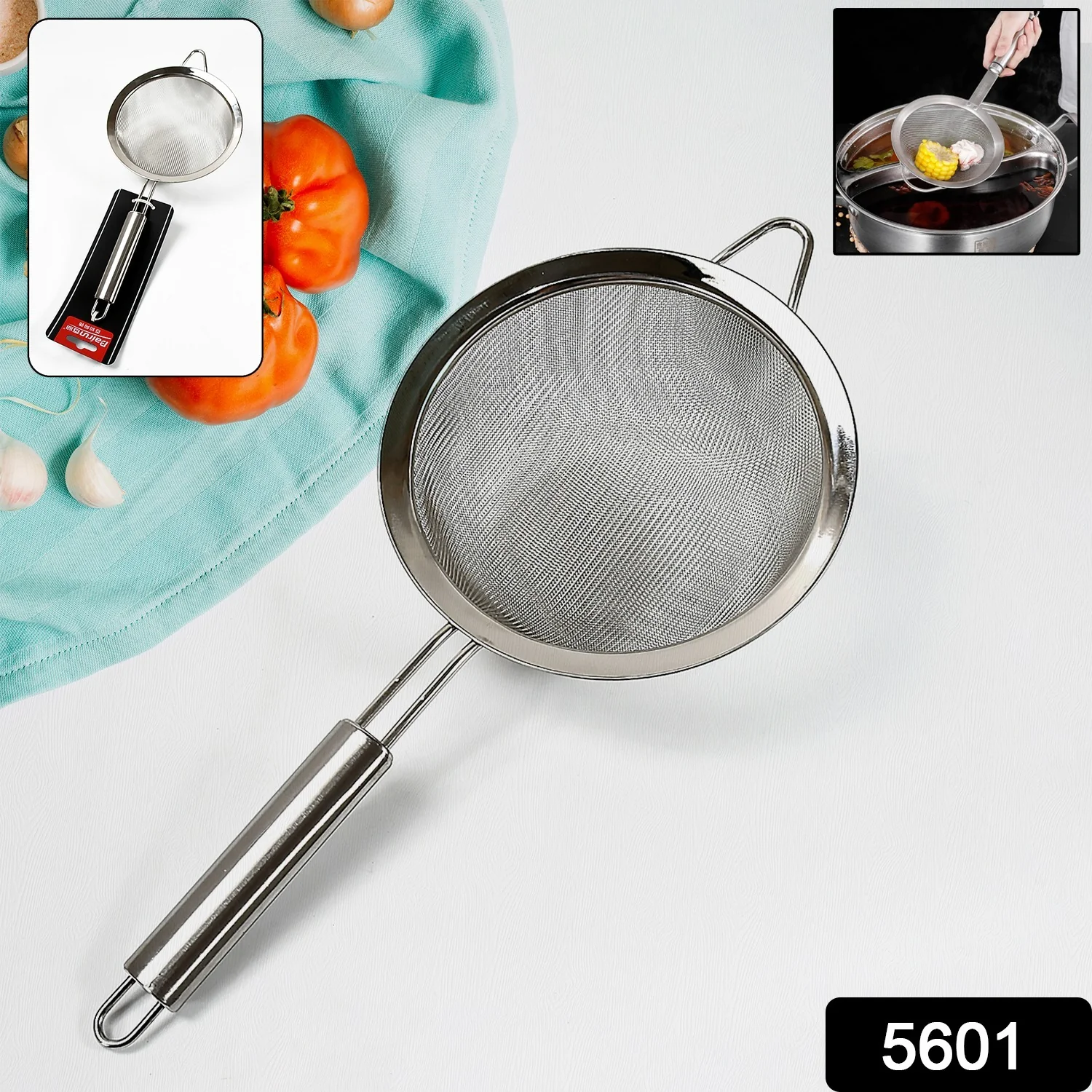 Mesh Sieve Quality Stainless Steel Fine Mesh Strainer with Sturdy Handle and Hook - Image 2
