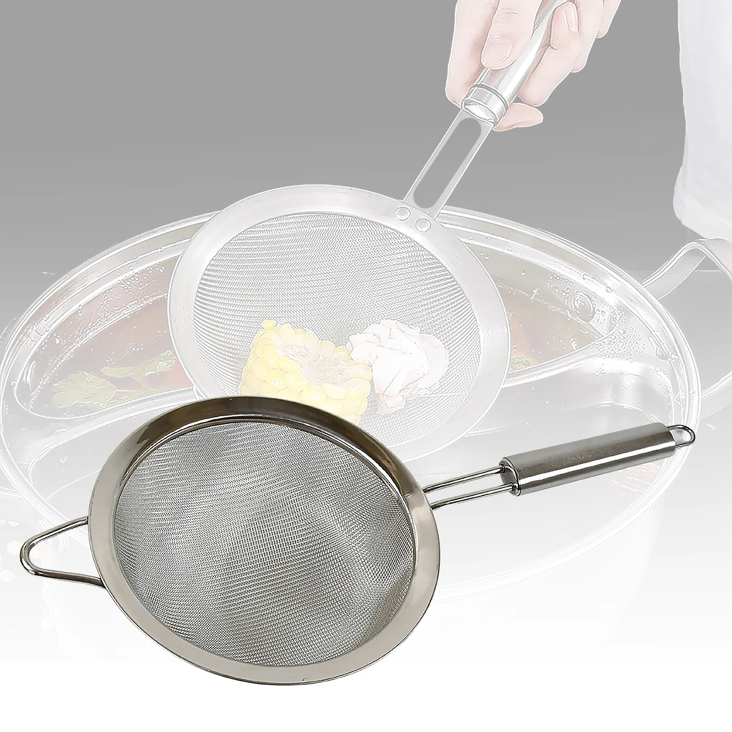 Mesh Sieve Quality Stainless Steel Fine Mesh Strainer with Sturdy Handle and Hook - Image 6