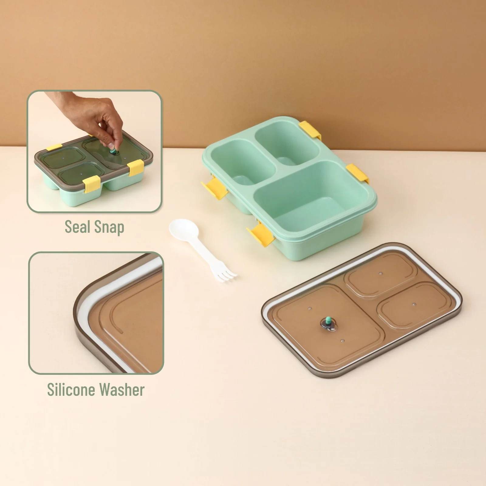 Plastic Lunch Box for Kids, Lunch Box (3 Compartment Lunch Box) - Image 9