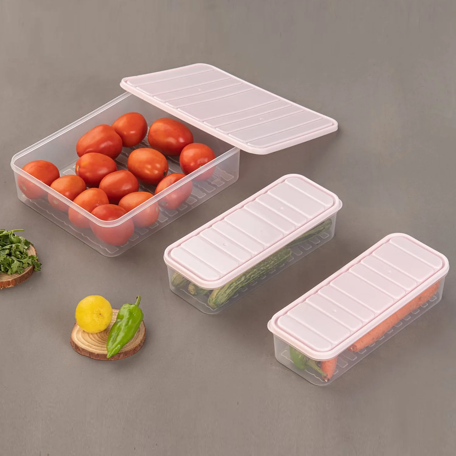 Plastic Food Storage Container for Fridge, fridge storage boxes with Lid Stackable Fridge Storage Containers freeze organizer items and storage, vegetable storage box for fridge, (3 Pcs set) - Image 3