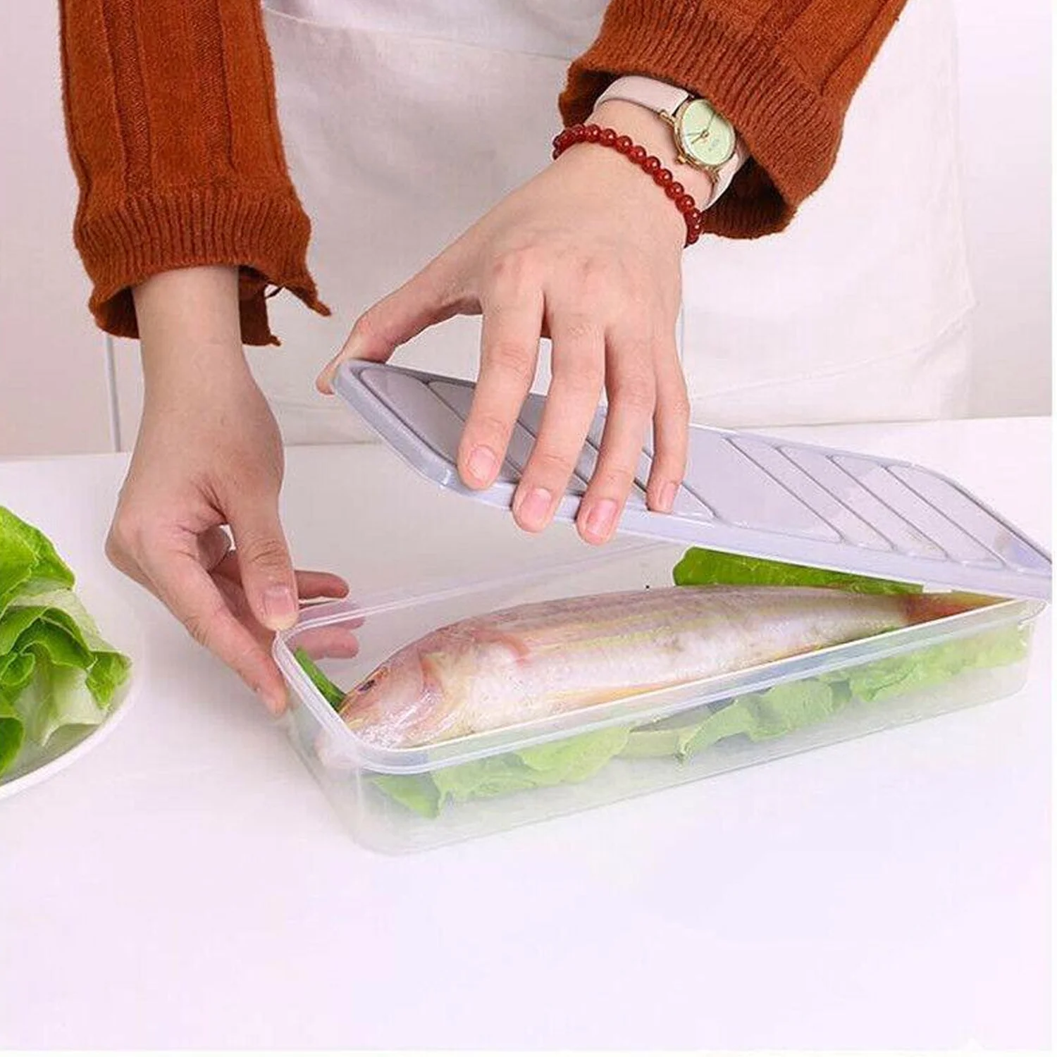 Plastic Food Storage Container for Fridge, fridge storage boxes with Lid Stackable Fridge Storage Containers freeze organizer items and storage, vegetable storage box for fridge, (3 Pcs set) - Image 5