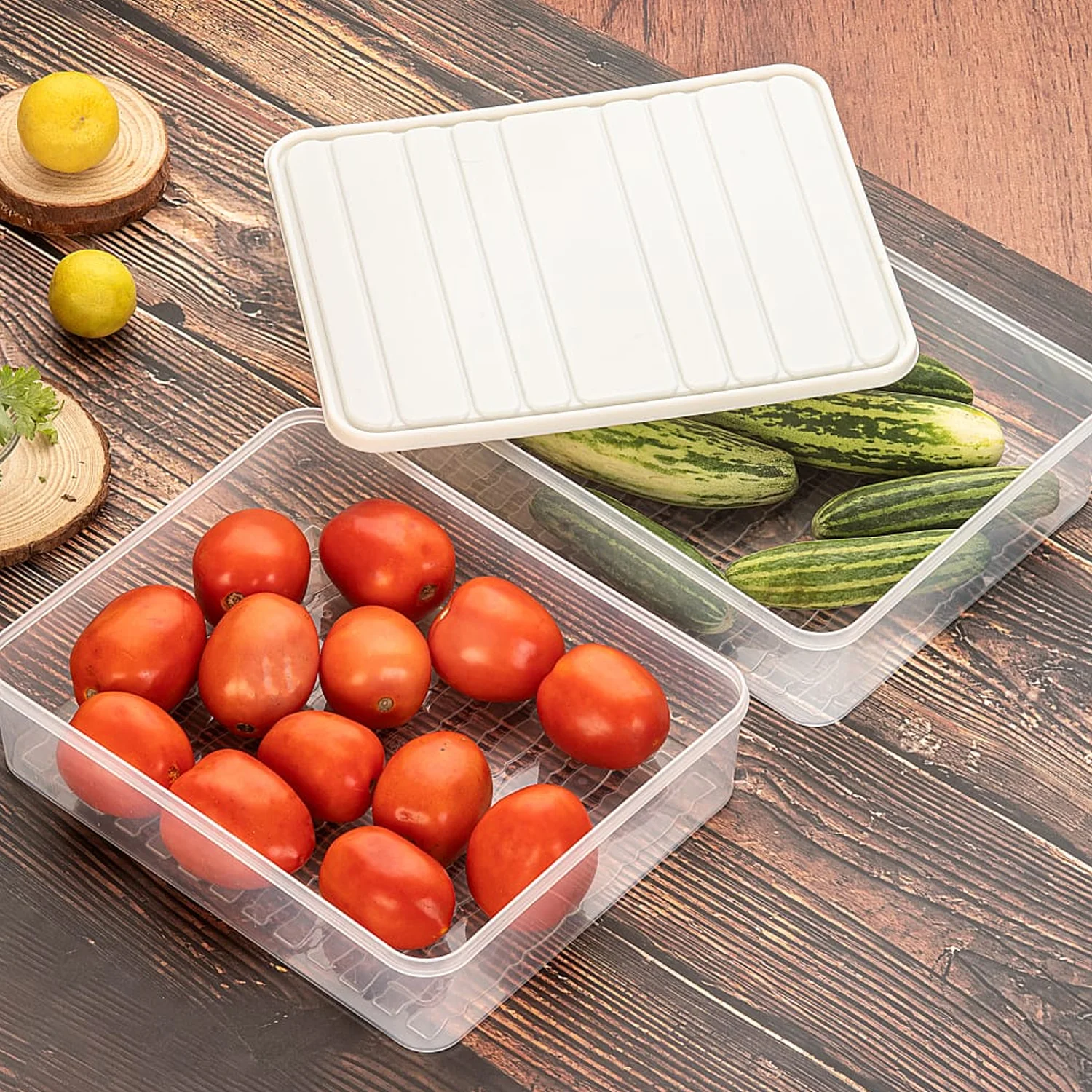 Plastic Food Storage Container for Fridge, fridge storage boxes with Lid Stackable Fridge Storage Containers freeze organizer items and storage, vegetable storage box for fridge, (3 Pcs set) - Image 6