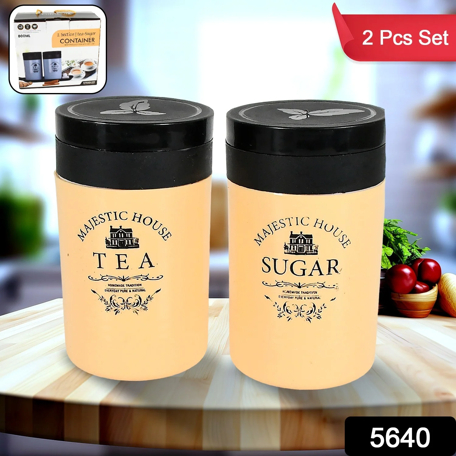 Accurate Seal Tea Sugar Coffee Container, Plastic Damru Shaped Tea, Coffee, Sugar Canisters Jar, New Airtight Food Seal Containers for Salt, Dry Fruit, Grocery 2 Section (800 ML Approx) - Image 2