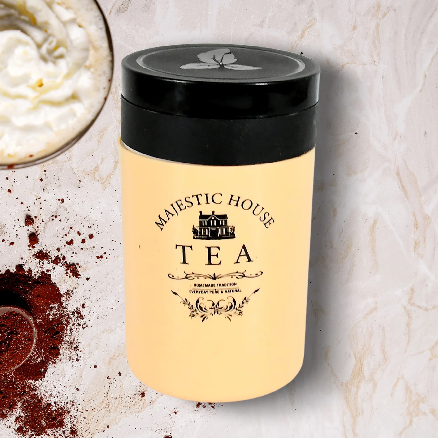 Accurate Seal Tea Sugar Coffee Container, Plastic Damru Shaped Tea, Coffee, Sugar Canisters Jar, New Airtight Food Seal Containers for Salt, Dry Fruit, Grocery 2 Section (800 ML Approx) - Image 6