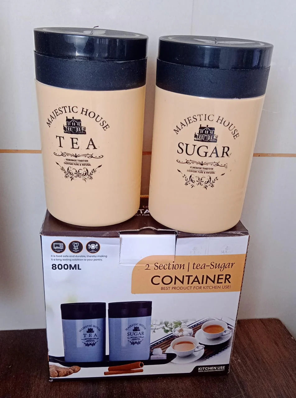 Accurate Seal Tea Sugar Coffee Container, Plastic Damru Shaped Tea, Coffee, Sugar Canisters Jar, New Airtight Food Seal Containers for Salt, Dry Fruit, Grocery 2 Section (800 ML Approx) - Image 7