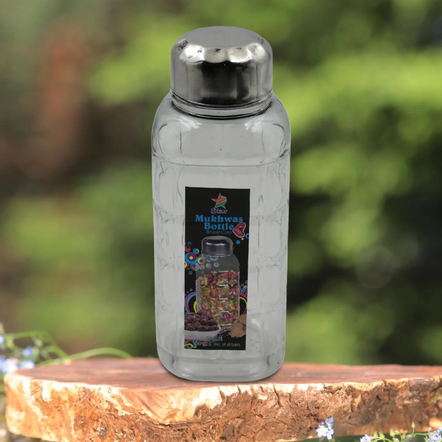 Plastic Transparent Mukhwas Bottle With Steel Cap Kitchen Storage Bottle (1 Pc) - Image 3