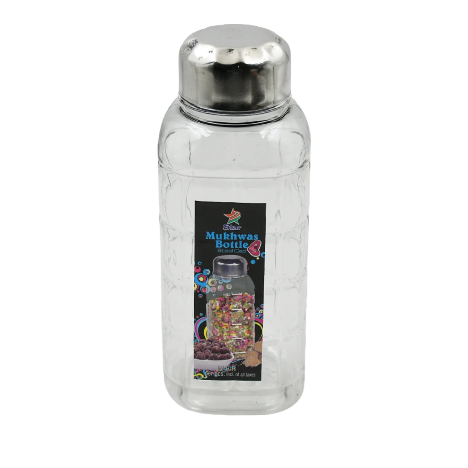 Plastic Transparent Mukhwas Bottle With Steel Cap Kitchen Storage Bottle (1 Pc) - Image 8