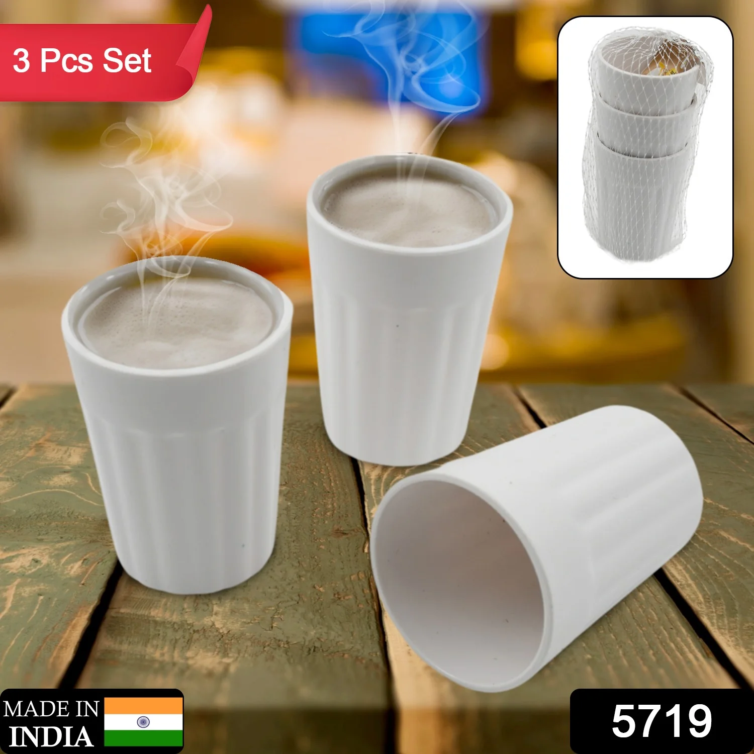 Small Plastic Coffee / Tea Cups Reusable Plastic Cup Mug(3 Pcs Set) - Image 2