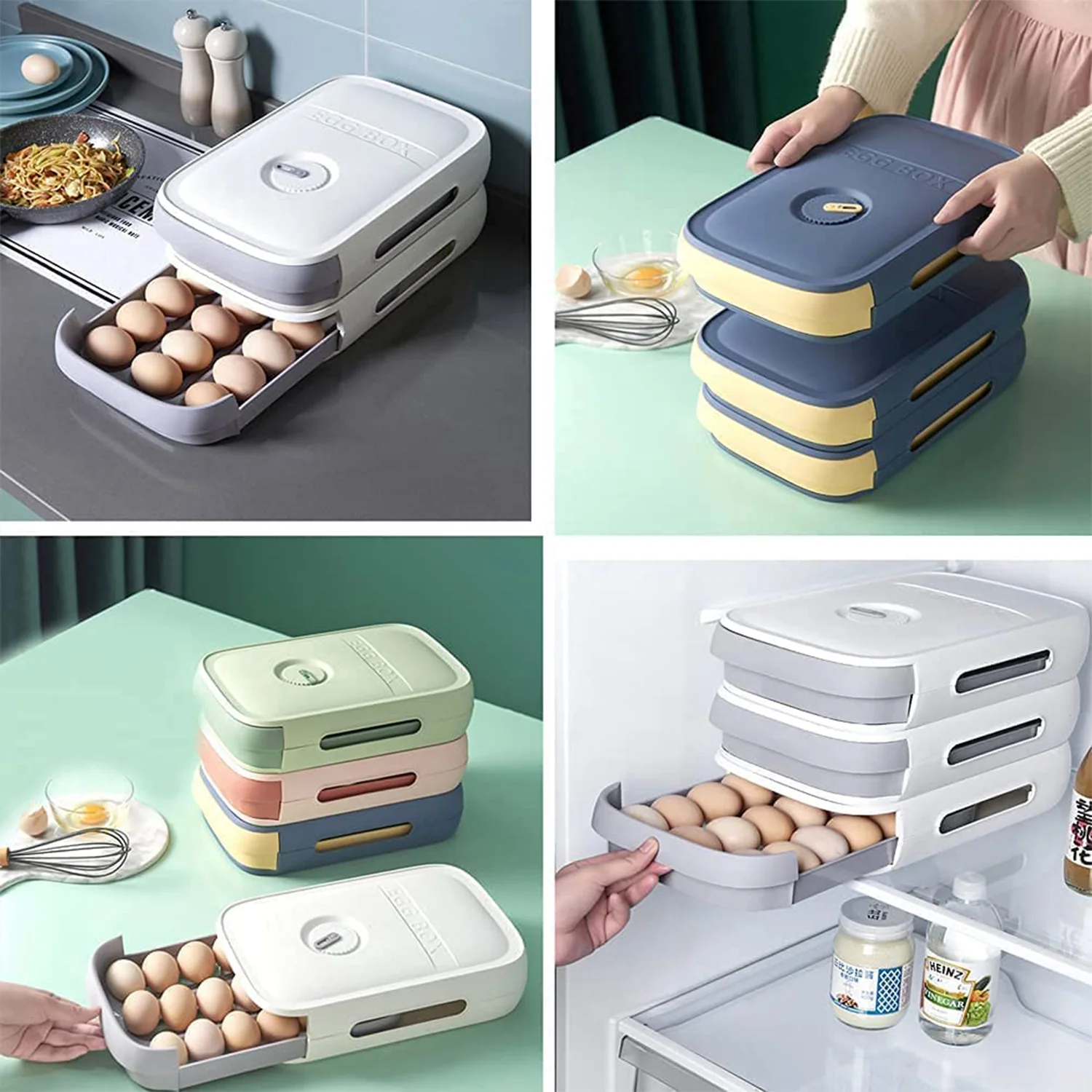 Plastic Egg Storage Box Drawer Style Fridge Organizer Tray (1 Pc) - Image 4